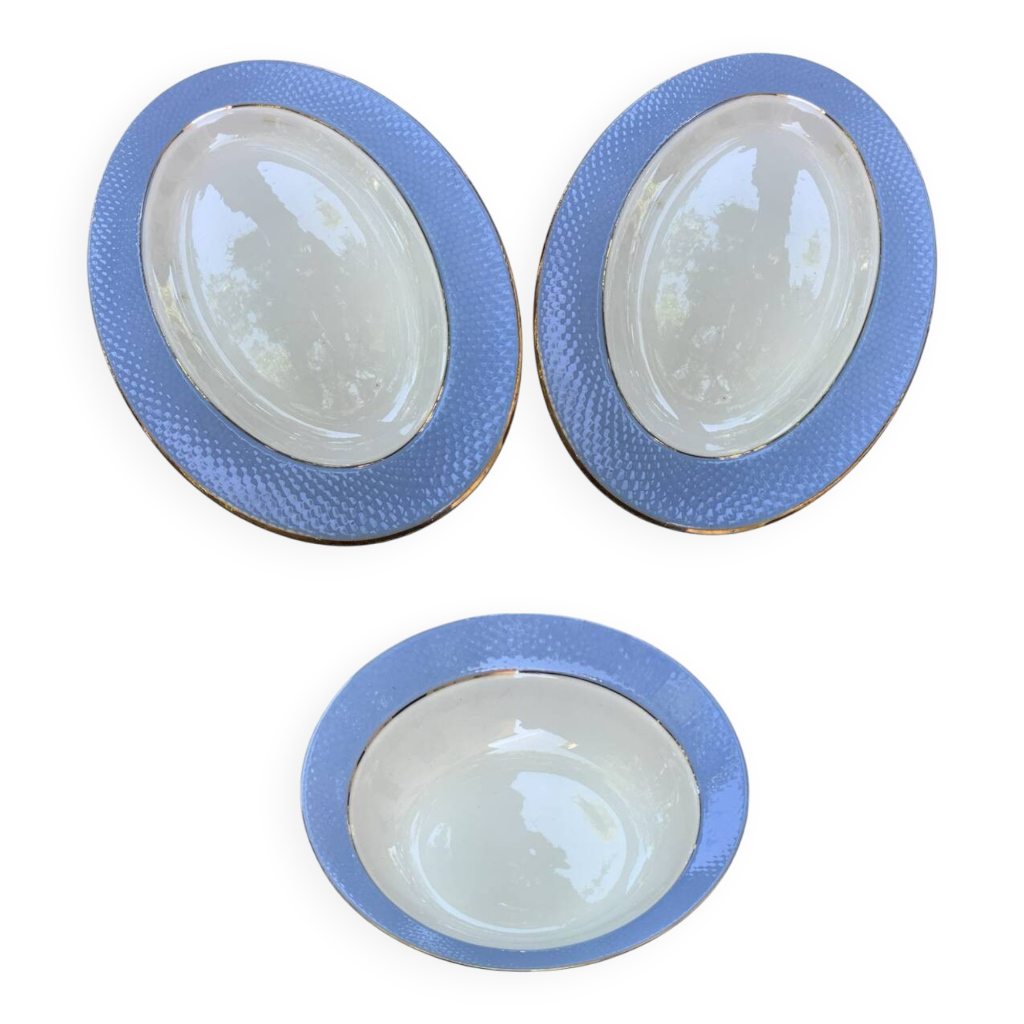 🩵 Set of 3 antique L'Amandinoise dishes 🩵