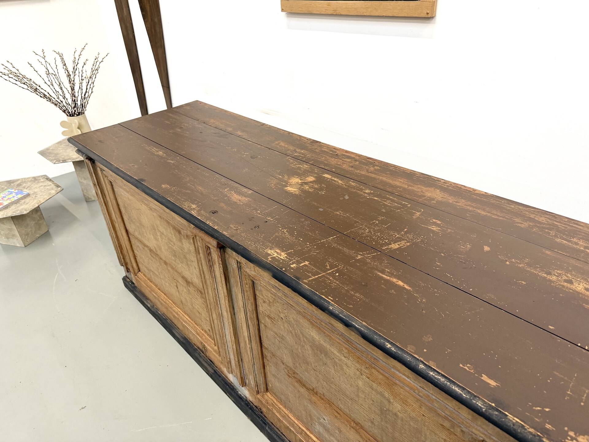 Large Antique Pine Trading Counter