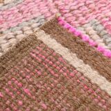 3x10 Fuchisa Pink & Caremel Brown Geometric Pattern Vintage Runner Rug