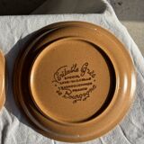 Set of 11 small dessert plates in brown-striped stoneware from Sarreguemines.