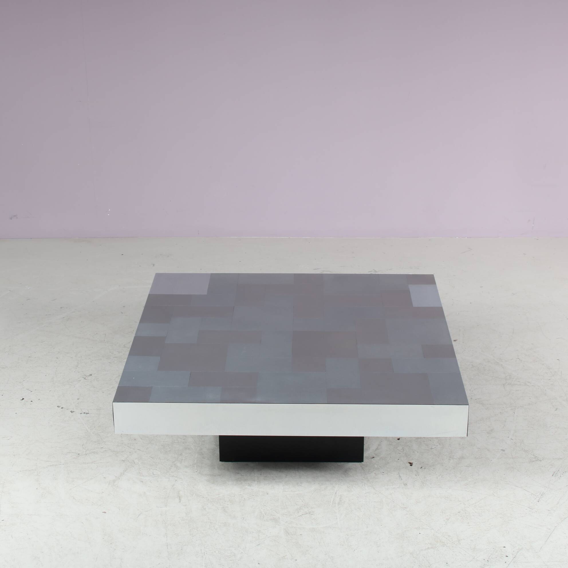 1970s Brushed aluminium coffee table from Italy
