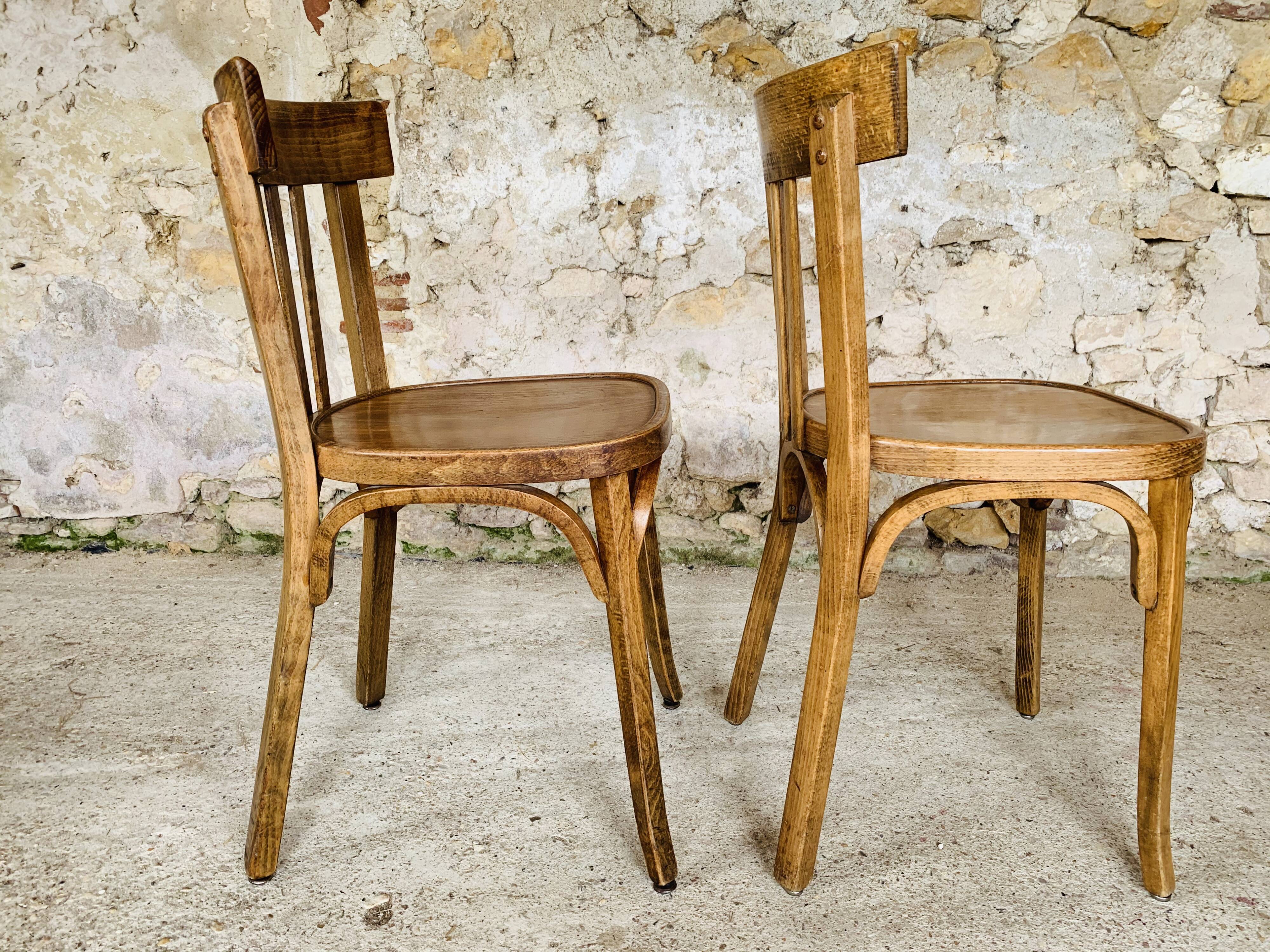 Pair of bistro chairs #43 by Baumann, circa 40/50