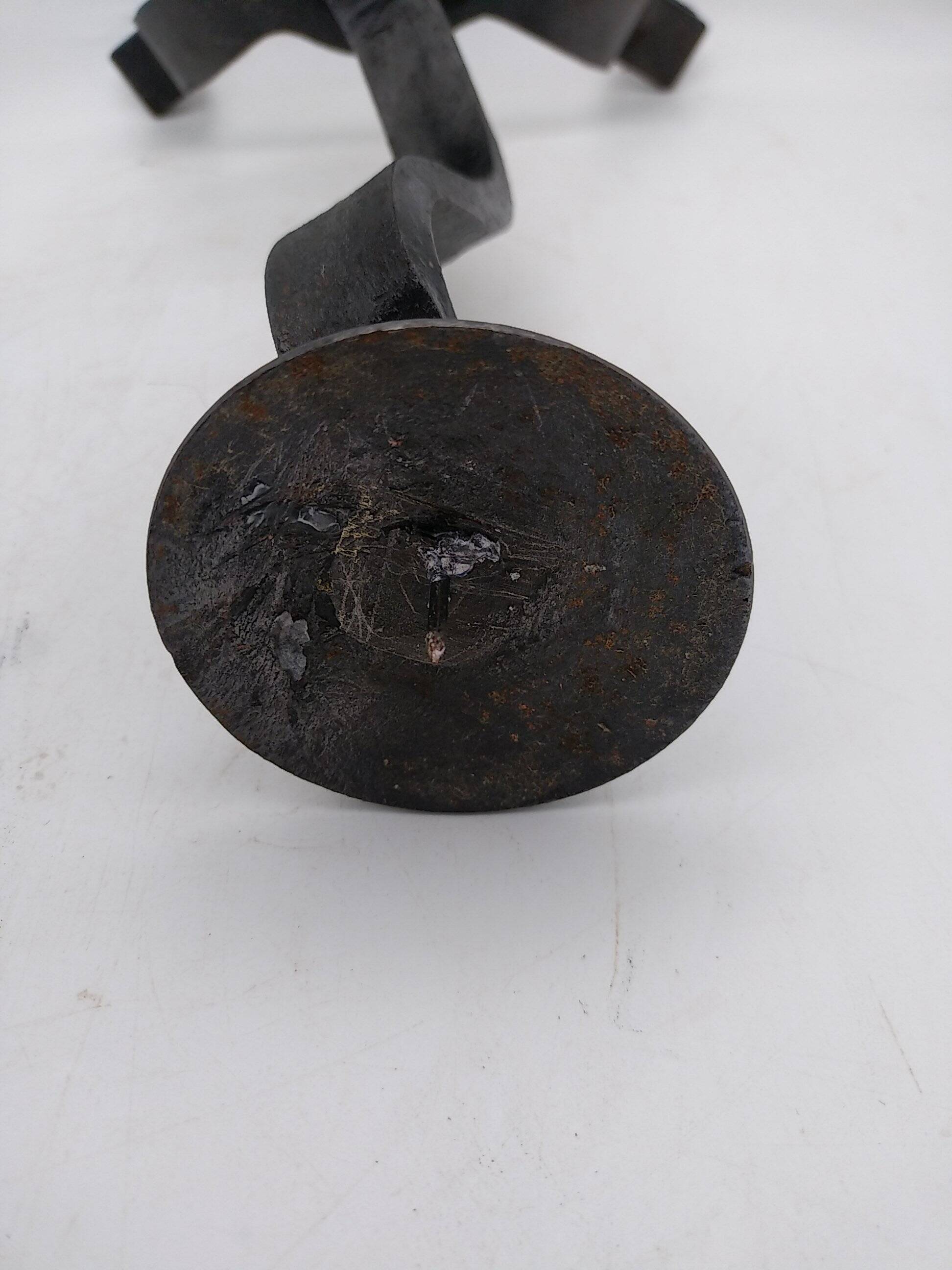 Brutalist wrought iron candle holder. Birds .