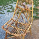 Vintage dining room attributed to Audoux and Minet in bamboo and rattan