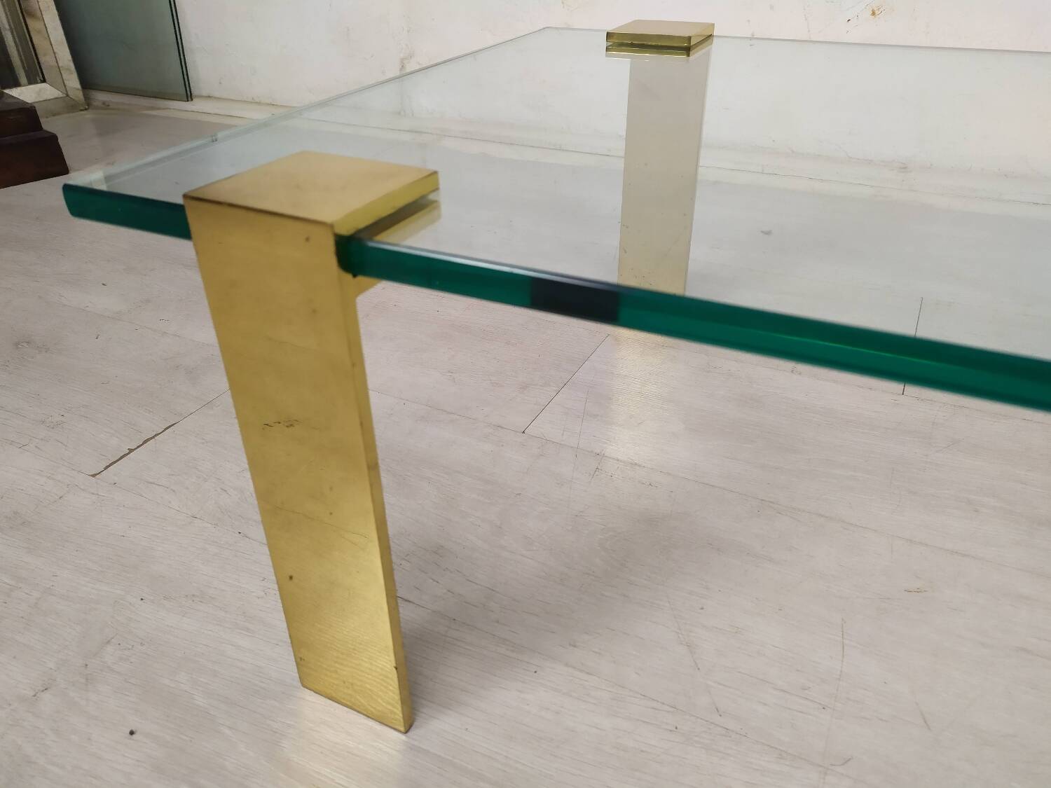 Coffee table glass brass gold