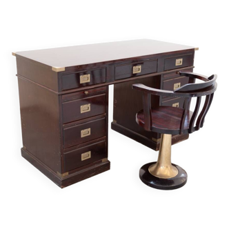 Naval-style desk and swivel chair, 1970s