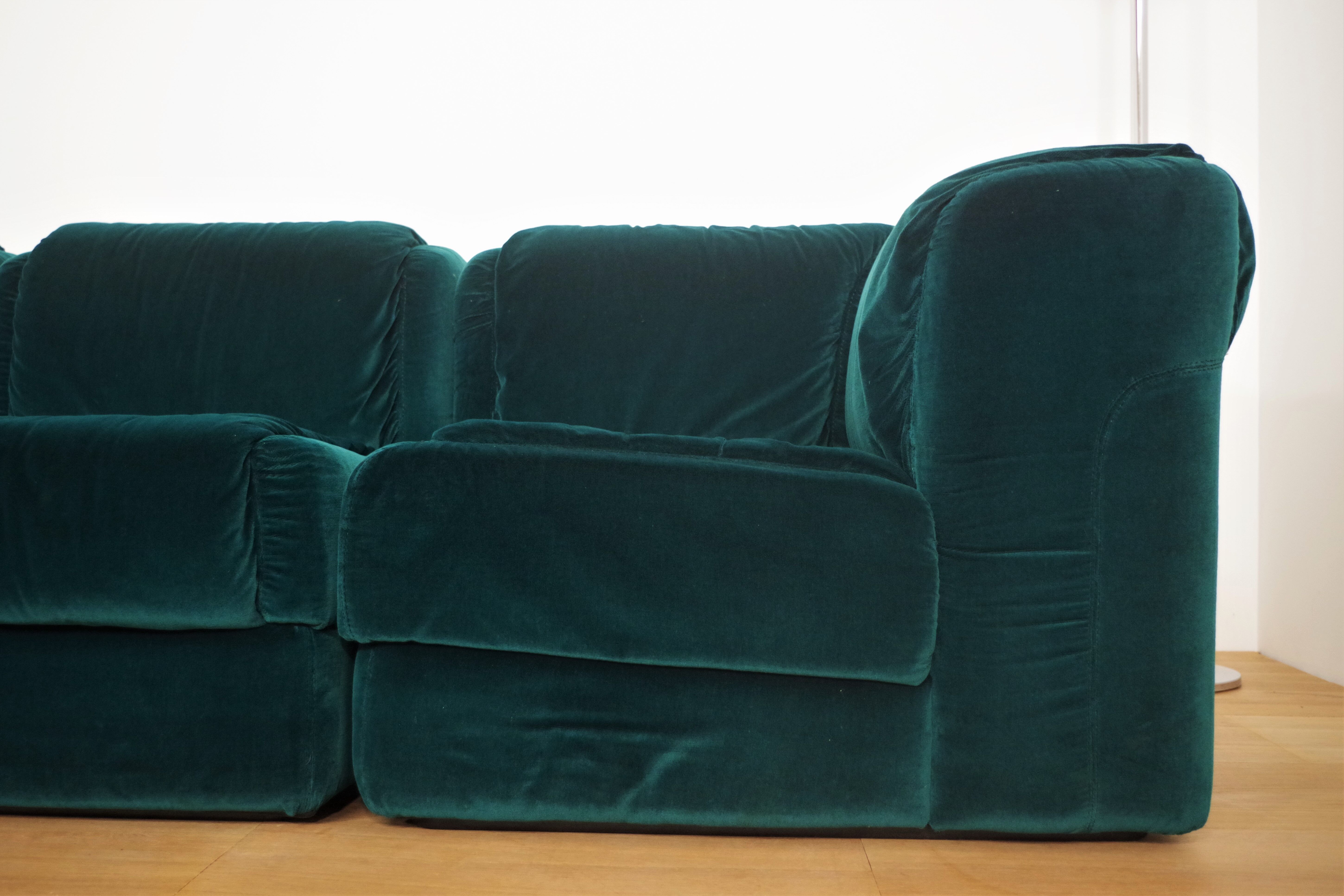 Fauteuils en Chenille de Seven Salotti, 1970s, Set de 5