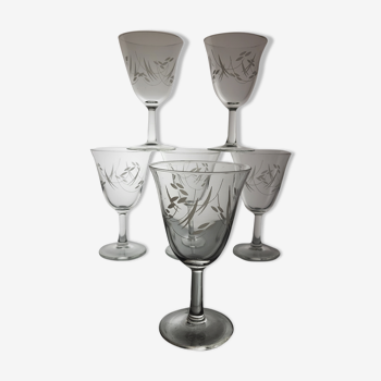 Set of 6 glasses of water / wine 60s