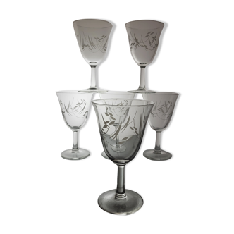 Set of 6 glasses of water / wine 60s