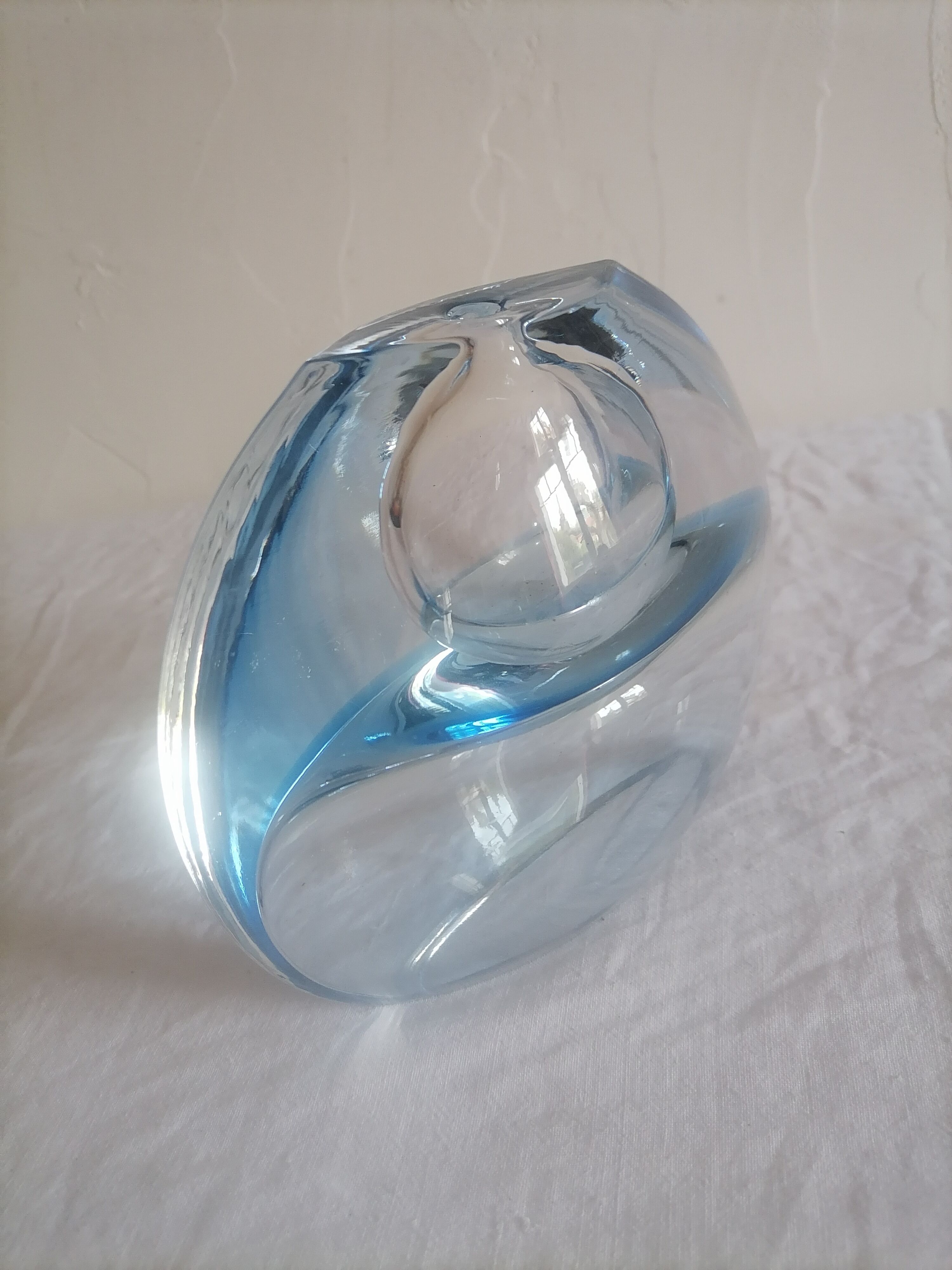 Ancient soliflore vase in bluish glass