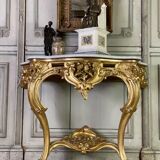 Louis XV style console table in gilded wood, 19th century