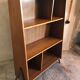 1960's vintage bookcase blond walnut and compass feet