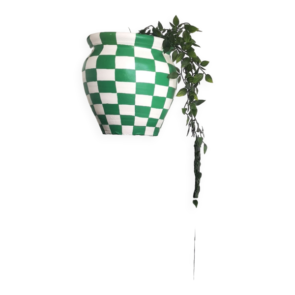 Pot en argile motif damier