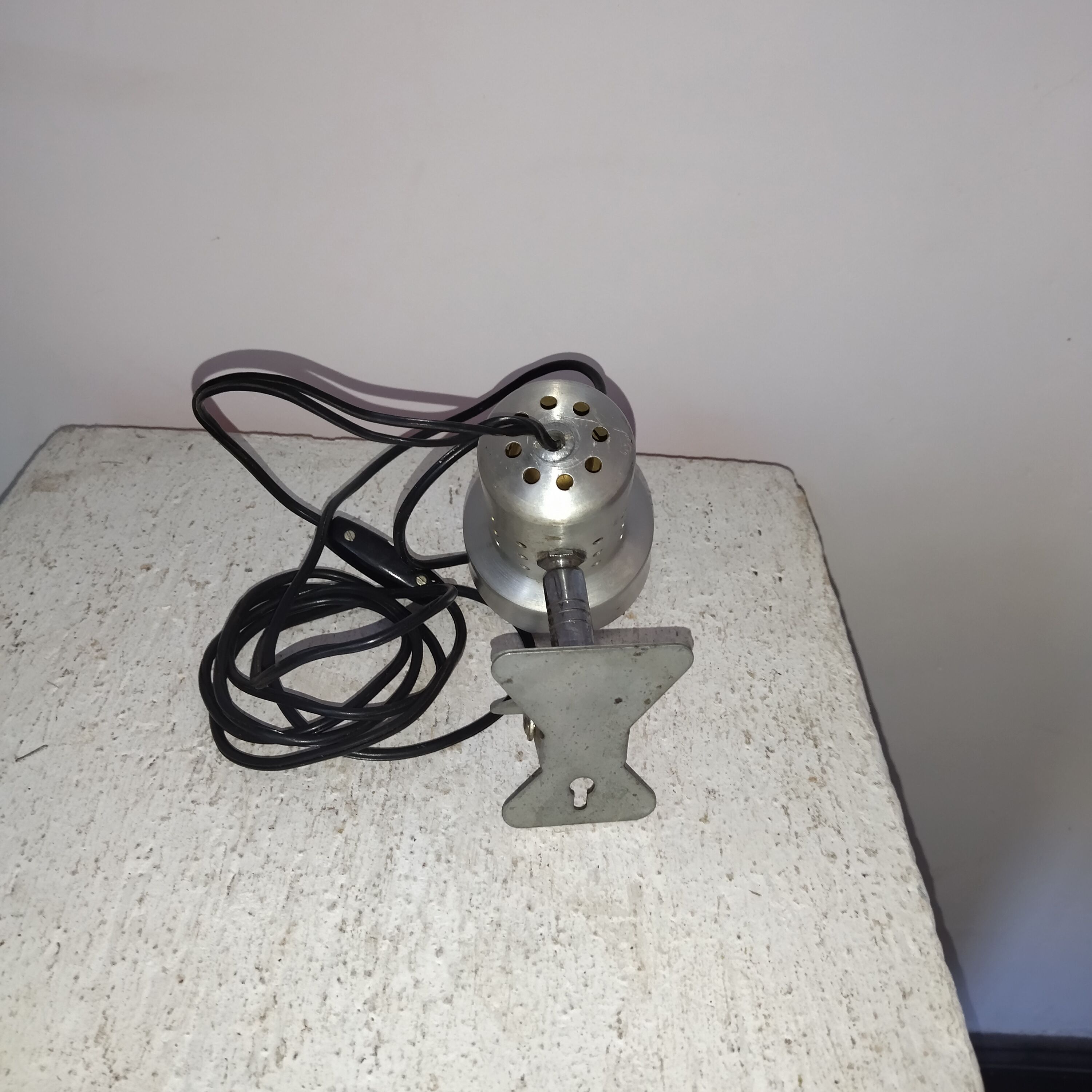 Spot lamp with brushed metal clamp 70's