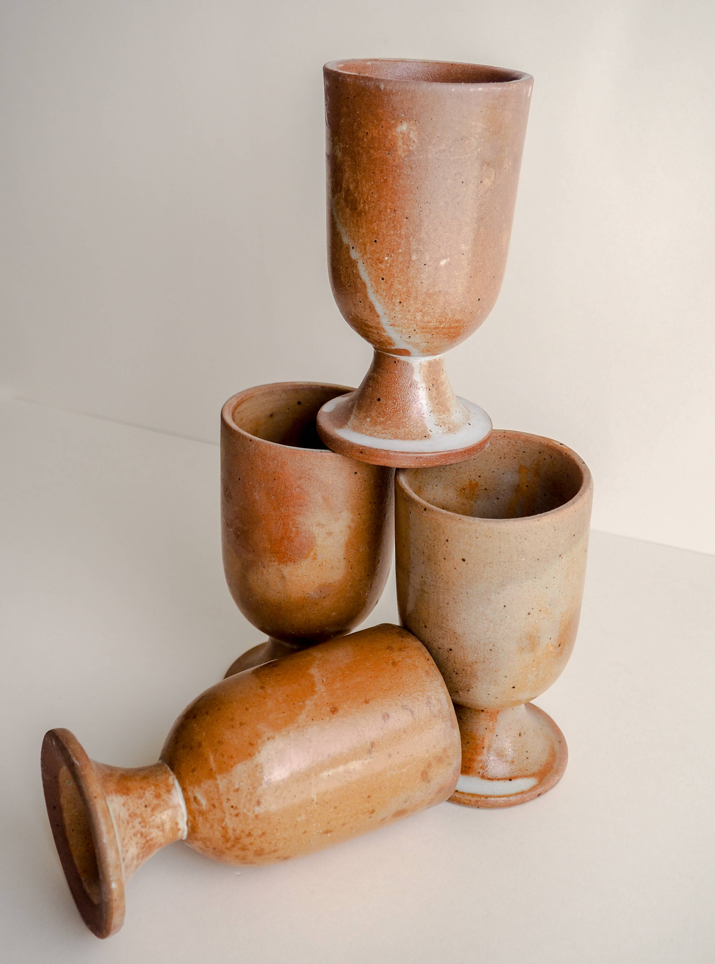 Set of 4 Mazagran stoneware mugs