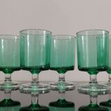 6 anciens verres à digestif luminarc vert clair h7 cm