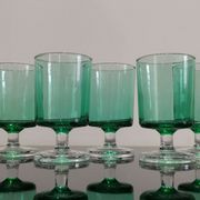 6 anciens verres à digestif luminarc vert clair h7 cm