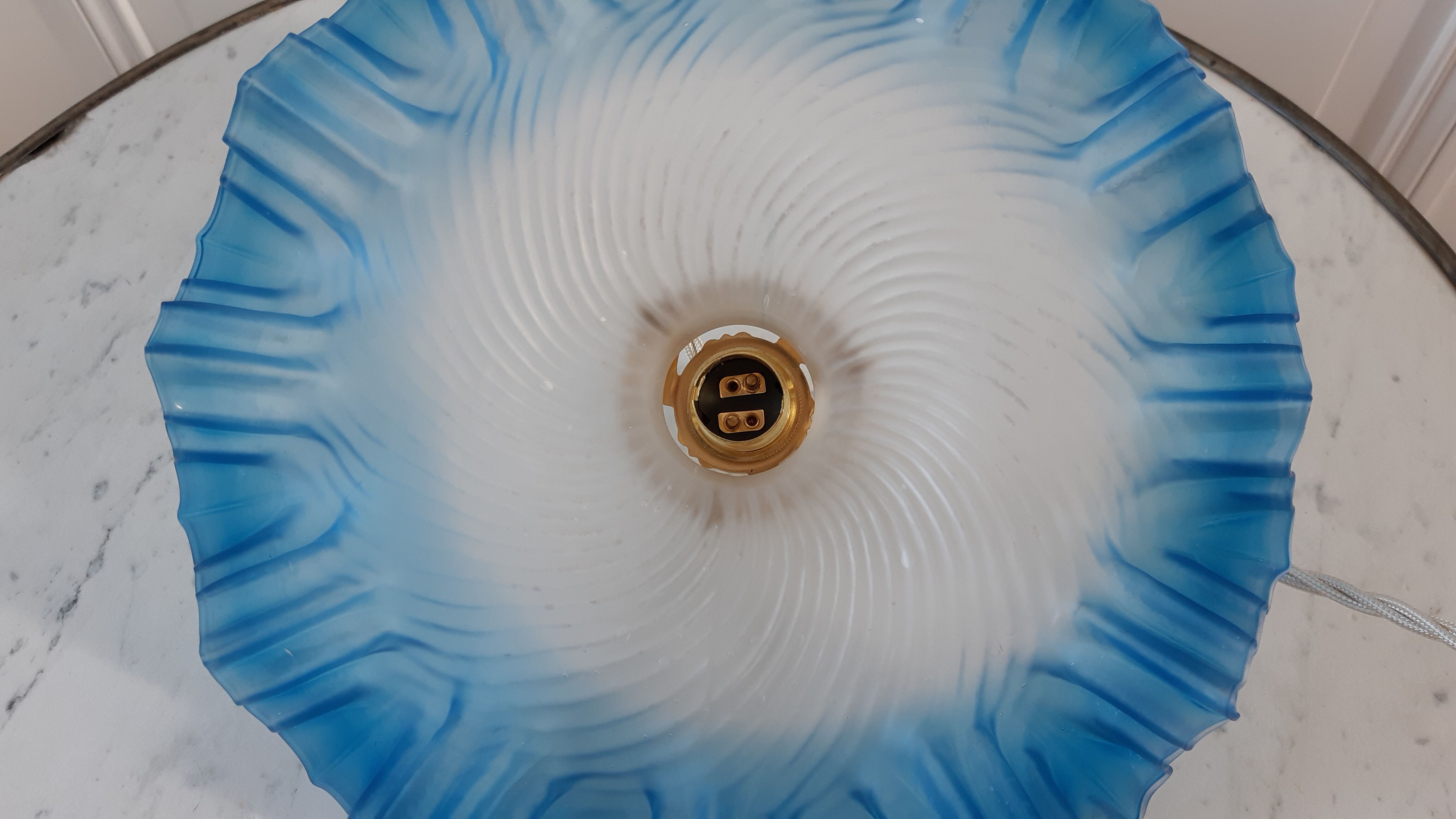 Serrated suspension in blue glass years 50-60