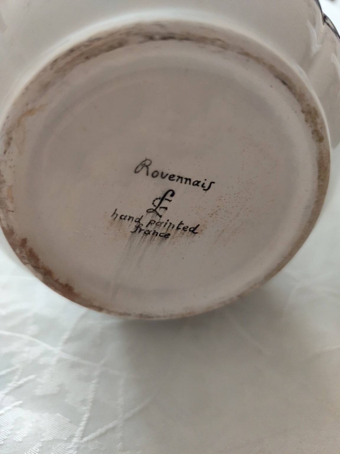 Théière / cafetière vintage en faïence – Rouennais – peinte à la main