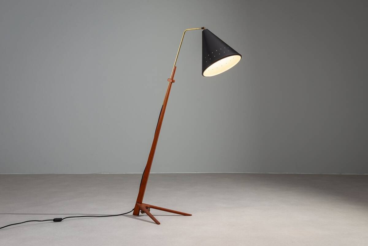 Lampe sur pied Nigel Walters en noir et teck, Hagoort, Pays-Bas, 1958