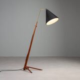 Lampe sur pied Nigel Walters en noir et teck, Hagoort, Pays-Bas, 1958