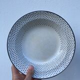 Gien service for 6 people with black polka dots: soup plates and flat plates