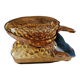 Coupe vintage en verre ambré moulé – motif feuille et raisin – années