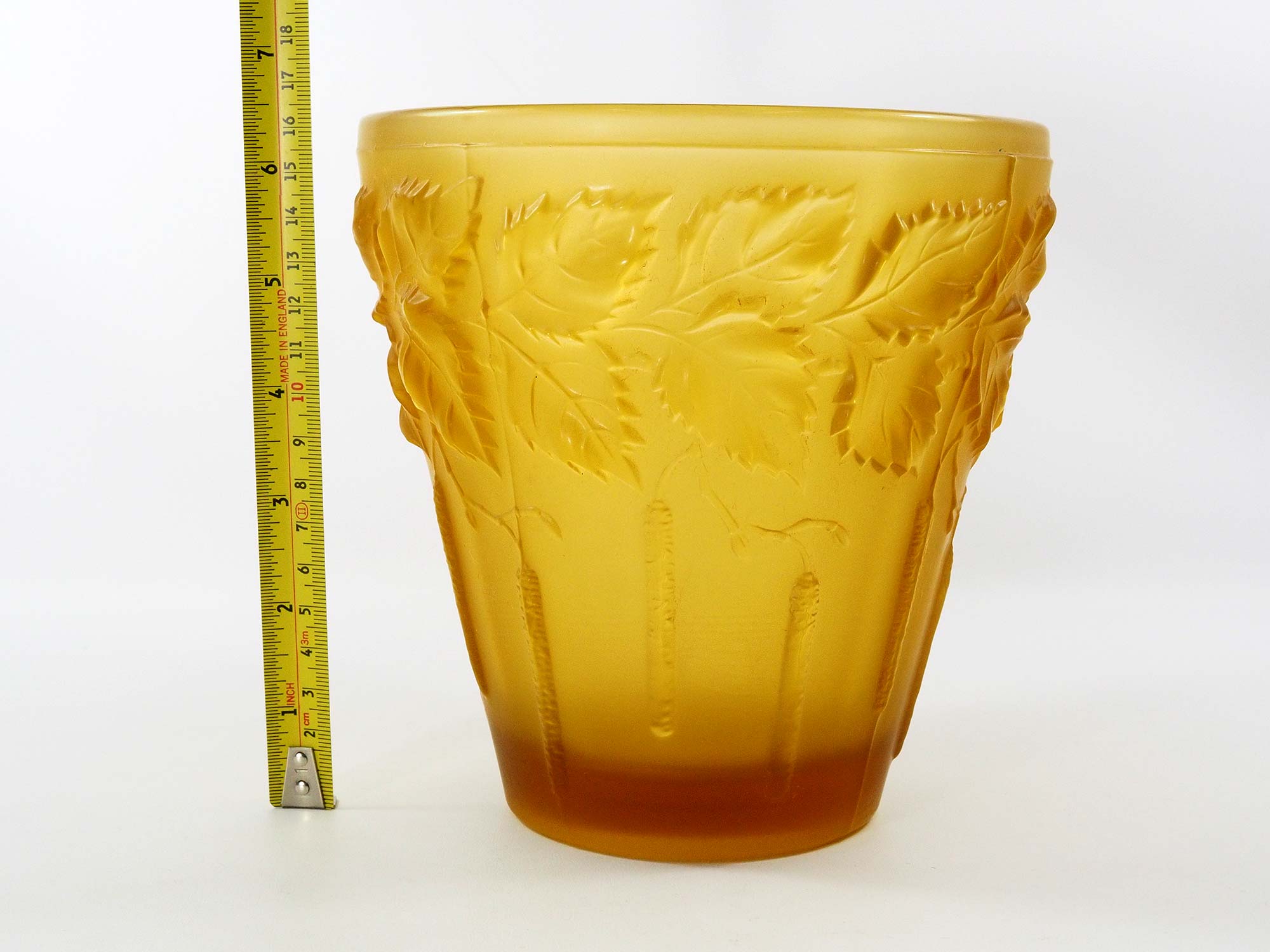 Art nouveau planter in amber glass by josef inwald barolac, 1930s