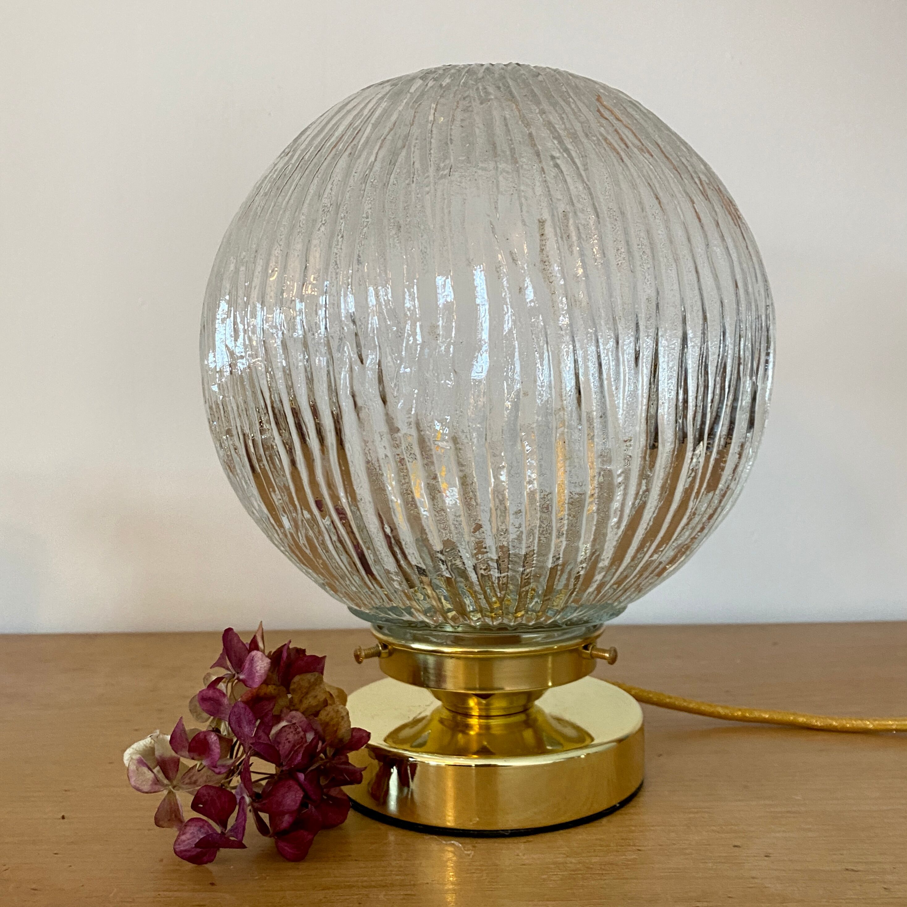 Vintage glass globe table lamp