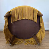 Toad armchair in gilded ribbed canvas