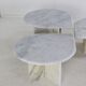 Ensemble de 3 tables d'appoint en marbre en forme de goutte d'eau, table basse vintage.
