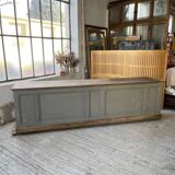 XXL walnut trade counter with multiple drawers