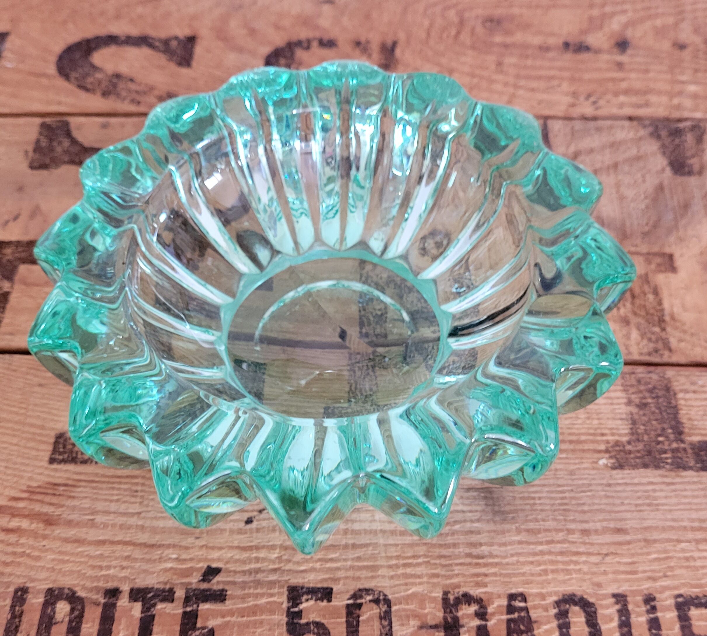 Stone ashtray in molded glass