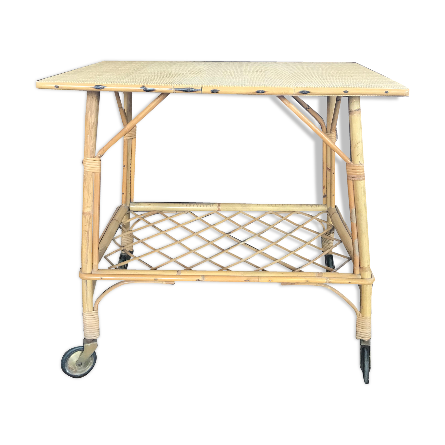 Vintage rattan serving table 1950