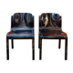 Pair of chairs in black lacquered wood Italy 70s