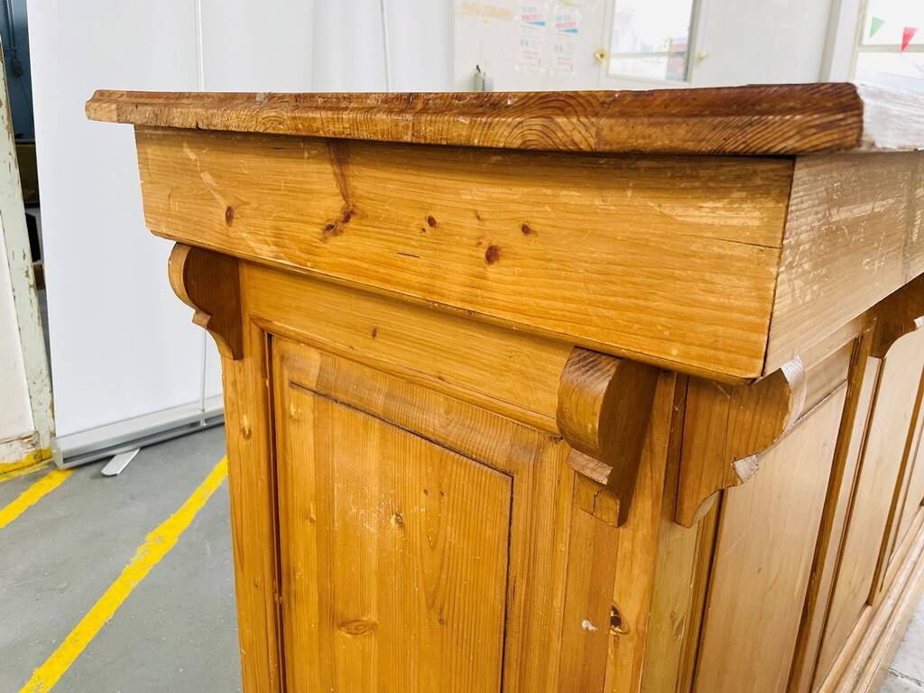 Old pitch pine counter