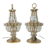 Paire de lampes de table en cristal. Espagne, années 1980.