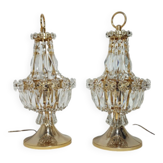 Paire de lampes de table en cristal. Espagne, années 1980.