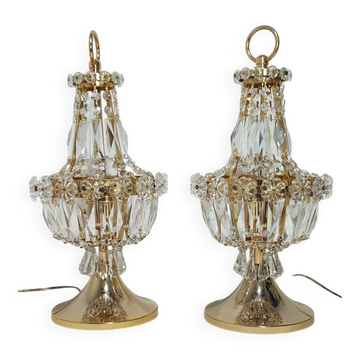 Paire de lampes de table en cristal. Espagne, années 1980.