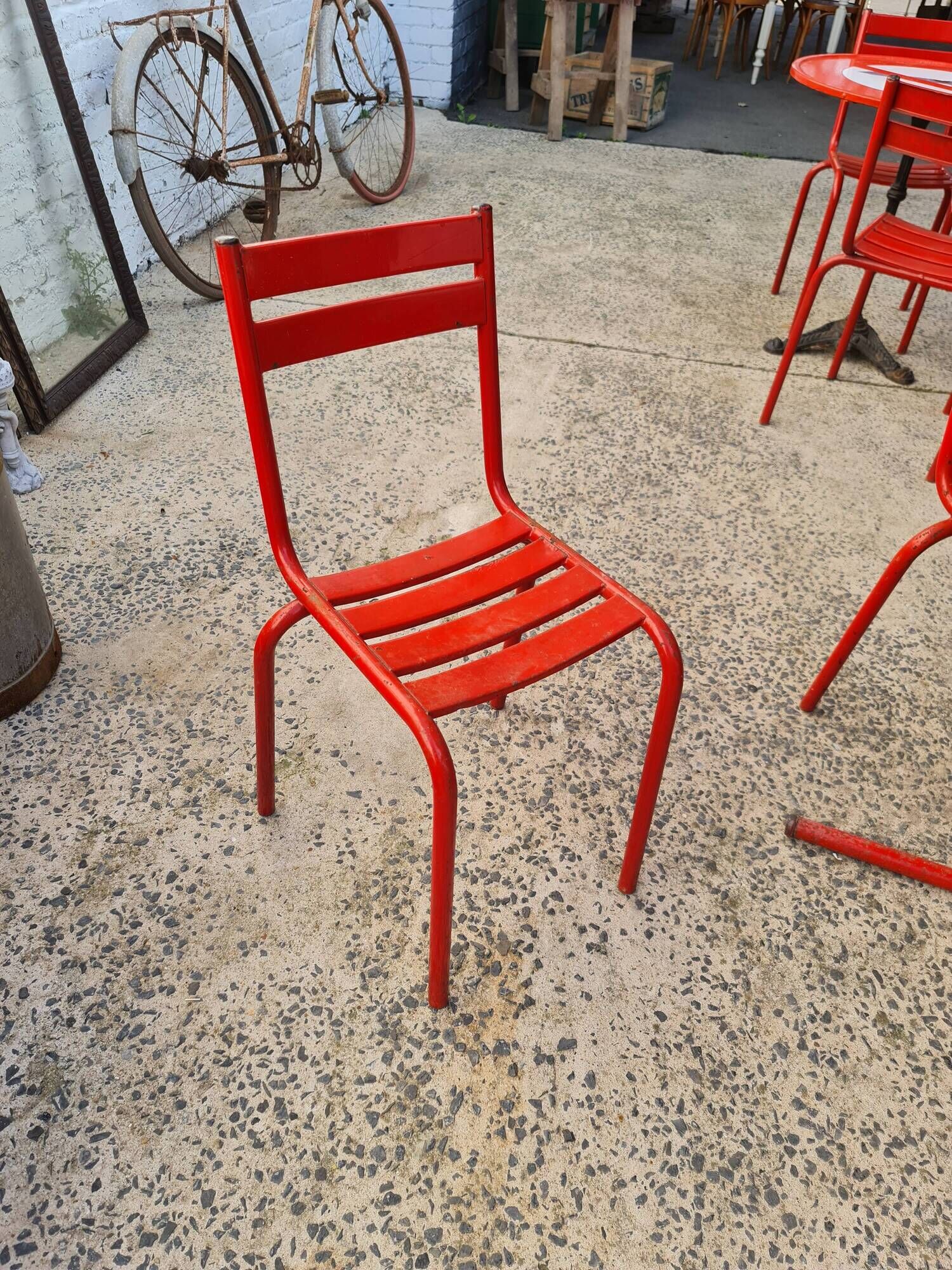 Living room garden terrace old metal tolix red