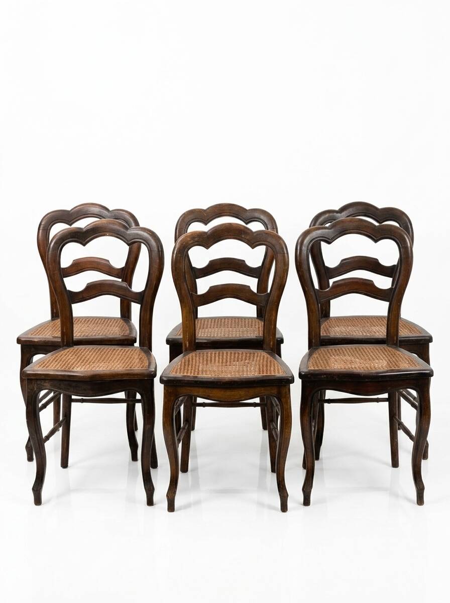 Série de 6 chaises à dossier trilobé de style Louis-Philippe