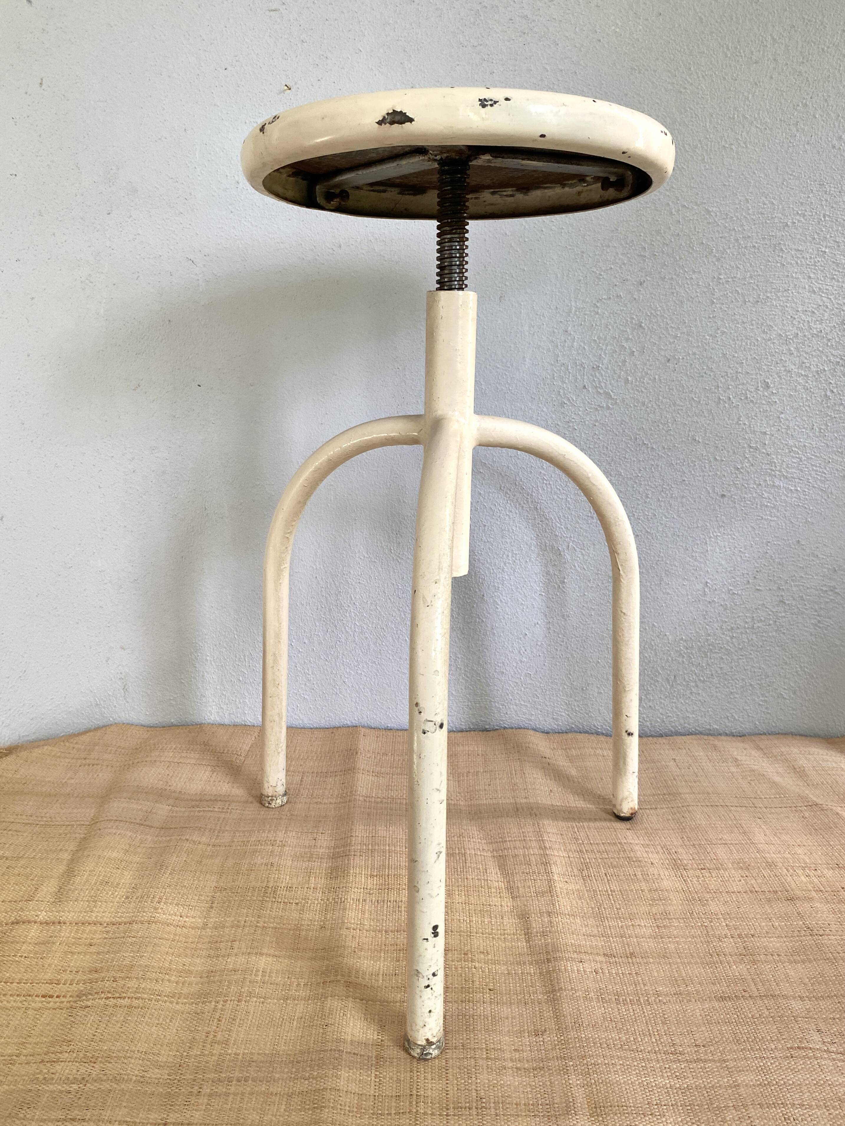 Adjustable metal pharmacy stool