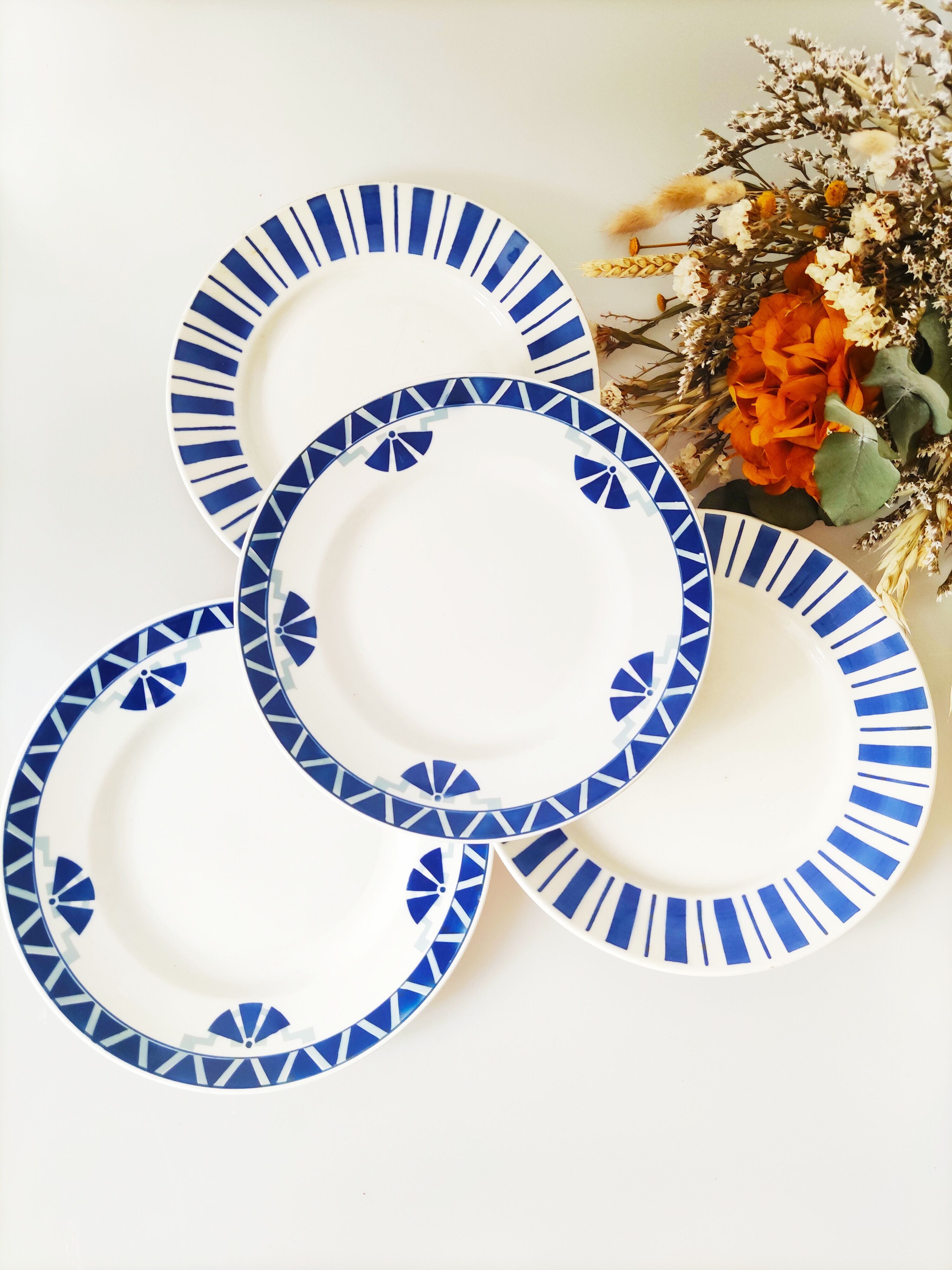 Set of 4 antique porcelain plates