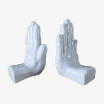 Pair of hands ceramic bookends 1970-80 Netherlands