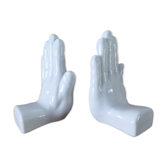 Pair of hands ceramic bookends 1970-80 Netherlands