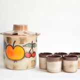 Scheurich Keramik - Model 860 - Vintage Cocktail Set - 1 Large Jug + 5 Cups - West Germany