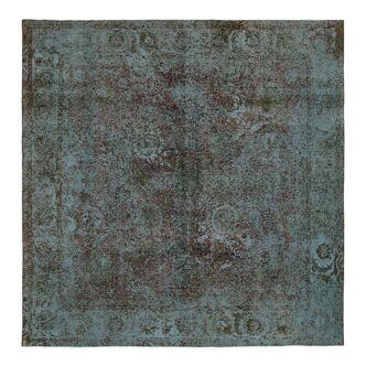 Handmade oriental decorative 1980s 331 cm x 331 cm blue wool carpet