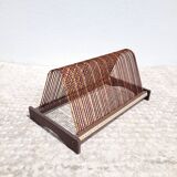Vinyl holder in wood and fabric
