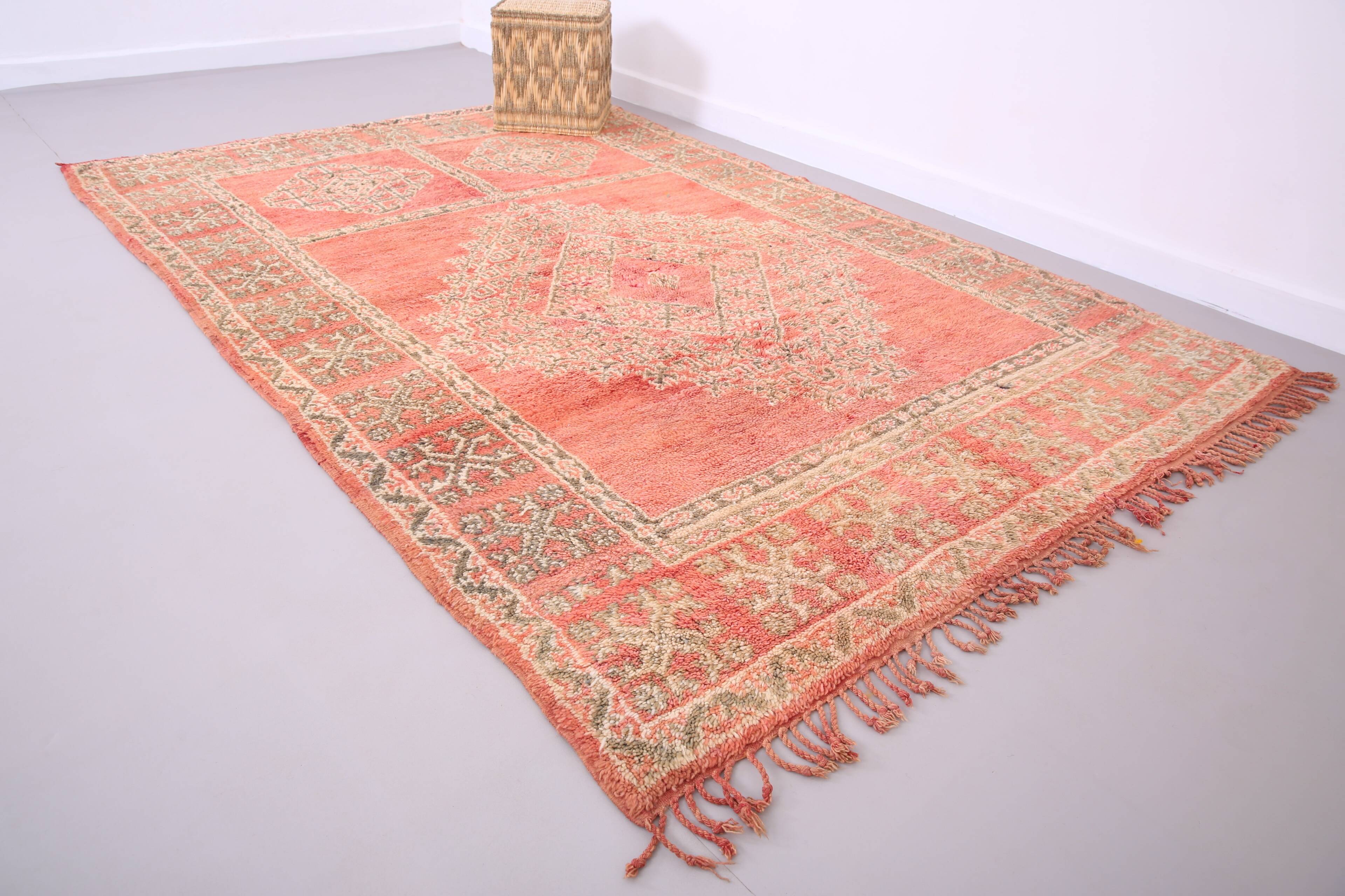 Pink Vintage Moroccan Rug 186 cm x 279 cm - Handmade Wool Rug - Berber Rug