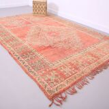 Pink Vintage Moroccan Rug 186 cm x 279 cm - Handmade Wool Rug - Berber Rug